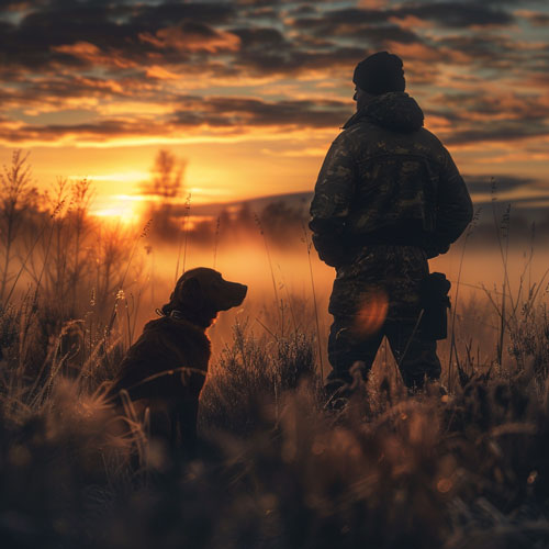 Jäger mit Jagdhund