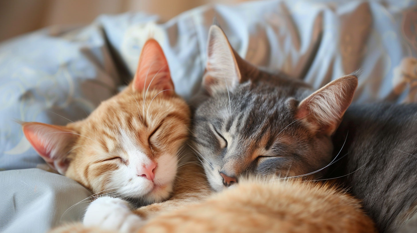 Zwei kuschelnde Katzen
